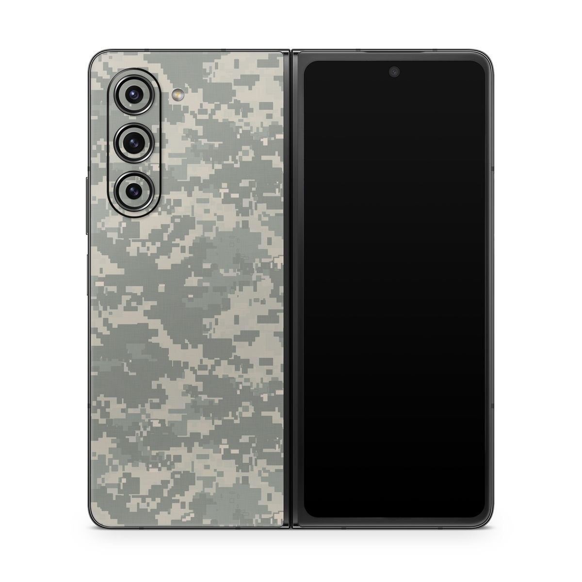 Samsung Galaxy Z Fold5 Skin design of Military camouflage, Green, Pattern, Uniform, Camouflage, Design, Wallpaper, with gray, green colors