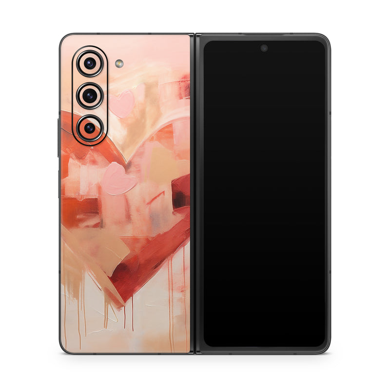 Samsung Galaxy Z Fold5 Skin design of Paint, Art paint, Orange, Art, Font, Red, Painting, Tints and shades, Creative arts, Petal, with red, yellow, orange, pink, black, white colors