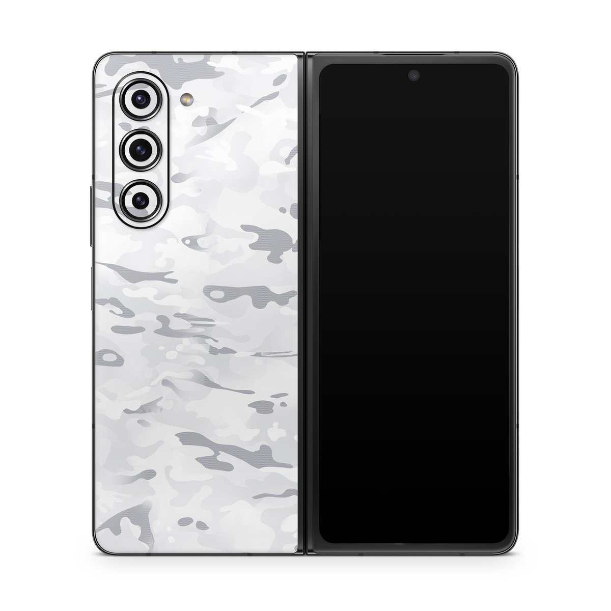 Samsung Galaxy Z Fold5 Skin design of Vertebrate, Mammal, Grey, Pattern, Monochrome, Art, Monochrome photography, Rock, Font, Winter, with white, gray colors