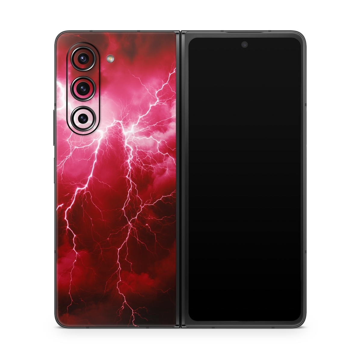 Samsung Galaxy Z Fold5 Skin design of Thunder, Atmosphere, Sky, Light, Purple, Lighting, Water, Thunderstorm, Electricity, Pink, with black, red colors