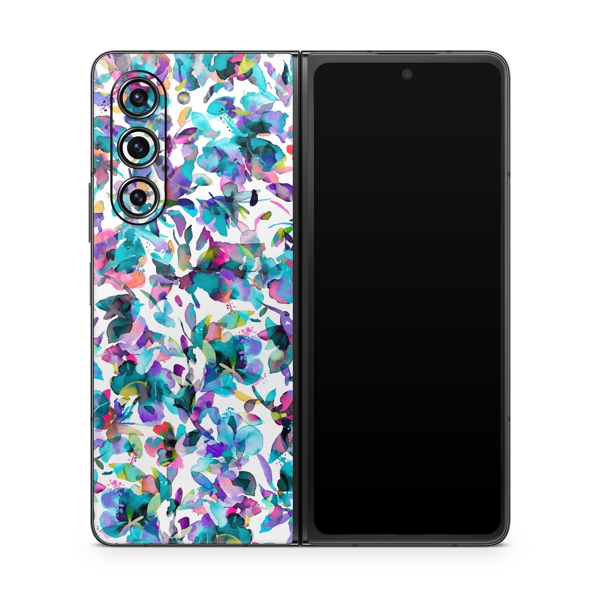 Samsung Galaxy Z Fold5 Skin design of Pattern, Design, Textile, with white, blue, red, purple, pink, orange, yellow colors