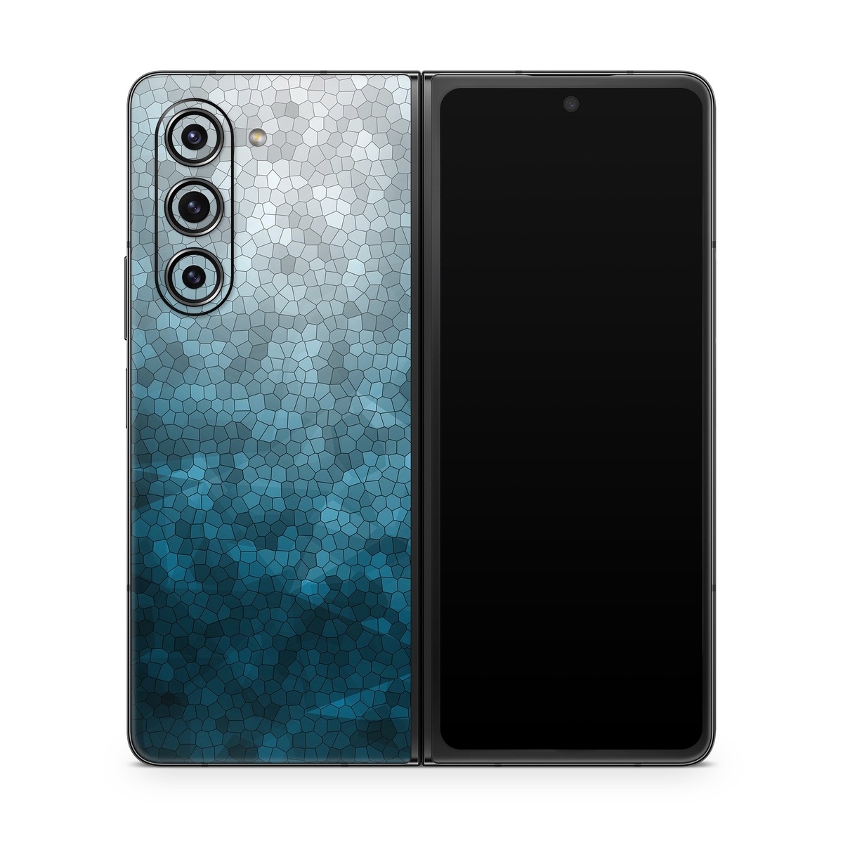 Samsung Galaxy Z Fold5 Skin design of Blue, Aqua, Turquoise, Green, Water, Teal, Sky, Azure, Pattern, Atmosphere, with blue, white, gray colors