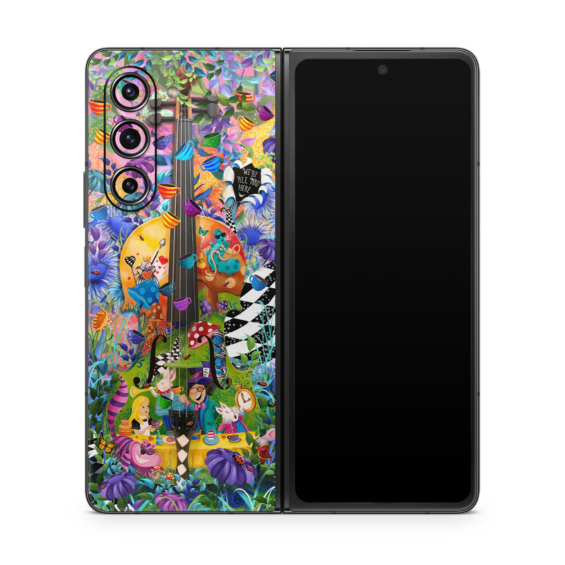 Samsung Galaxy Z Fold5 Skin design of Textile, Organism, Painting, Art, Pattern, Creative arts, Electric blue, Visual arts, Graphics, Illustration, with purple, blue, white, black, yellow, orange, green, pink, brown, red colors
