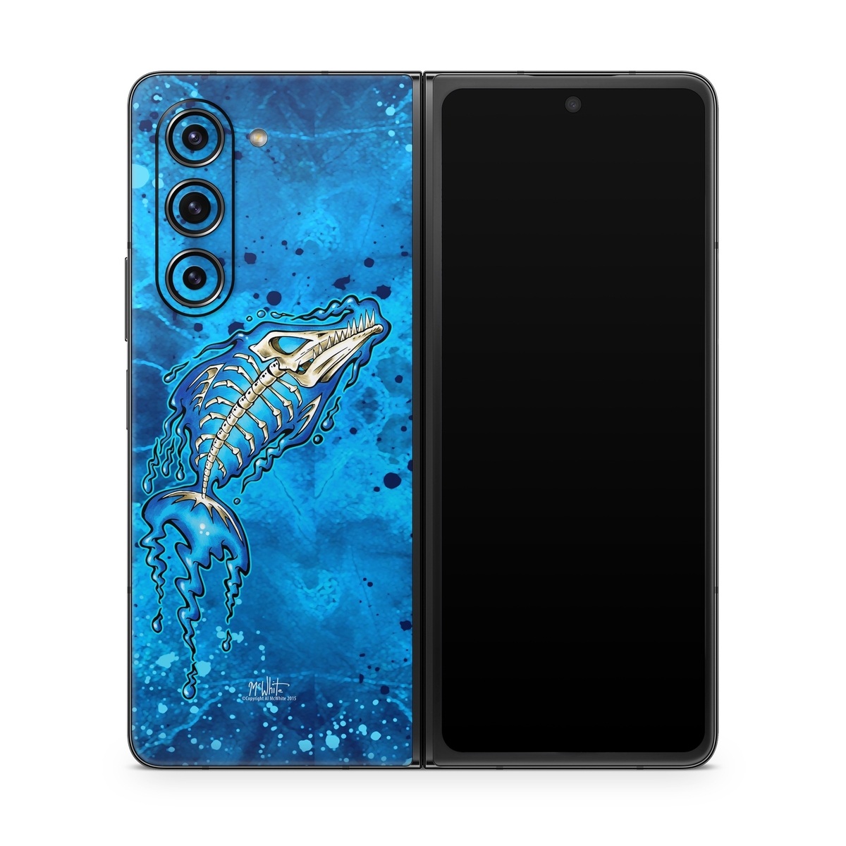 Samsung Galaxy Z Fold5 Skin design of Blue, Water, Aqua, Electric blue, Illustration, Graphic design, Liquid, Graphics, Marine biology, Art, with blue, white colors