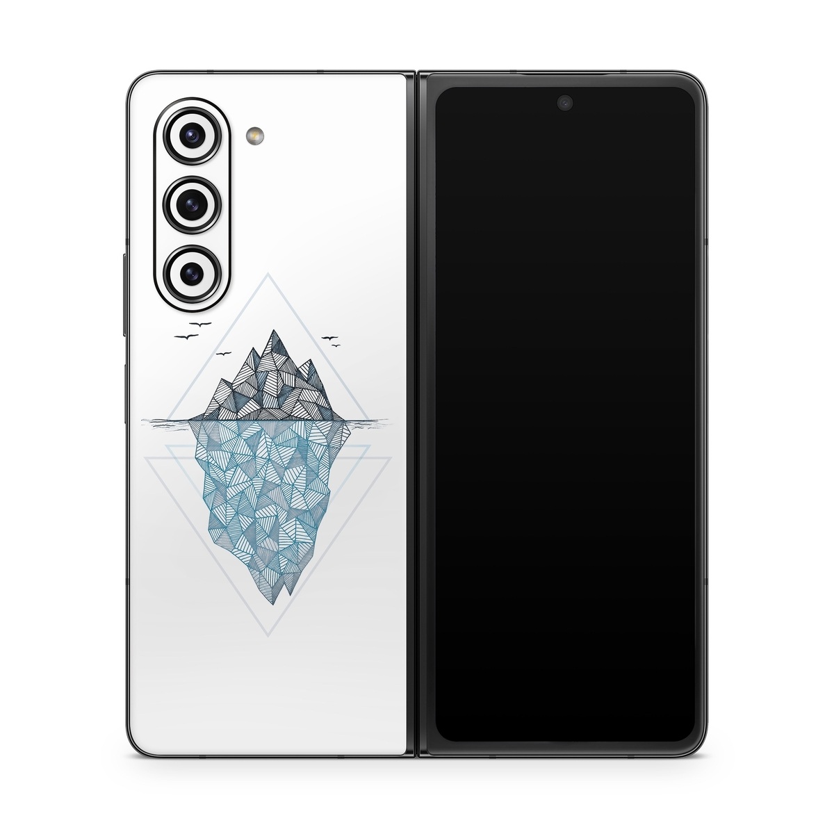 Samsung Galaxy Z Fold5 Skin design of Line, Illustration, Design, Symmetry, Pattern, Triangle, Art, with white, black, gray, blue colors