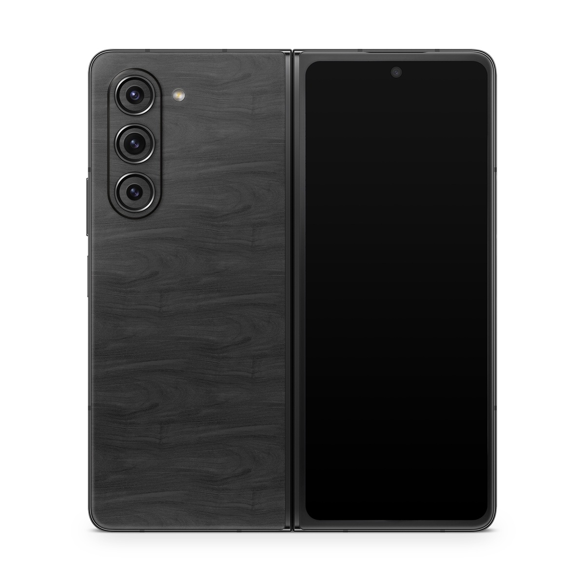 Samsung Galaxy Z Fold5 Skin design of Black, Brown, Wood, Grey, Flooring, Floor, Laminate flooring, Wood flooring, with black colors