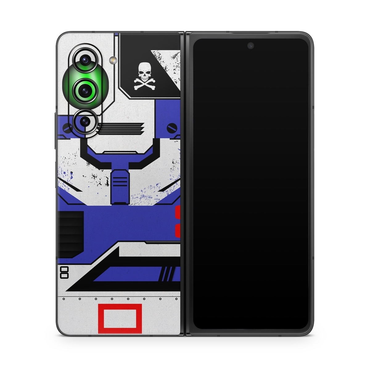Samsung Galaxy Z Fold5 Skin design of Floppy disk, Technology, Electric blue, Fictional character, with white, blue, black, gray colors