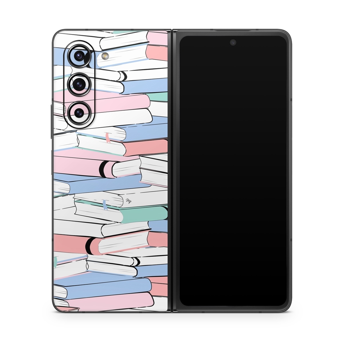 Samsung Galaxy Z Fold5 Skin design of White, Line, Material property, Red, Font, Pattern, Parallel, Carmine, Rectangle, Slope, with white, black, blue, green, pink colors
