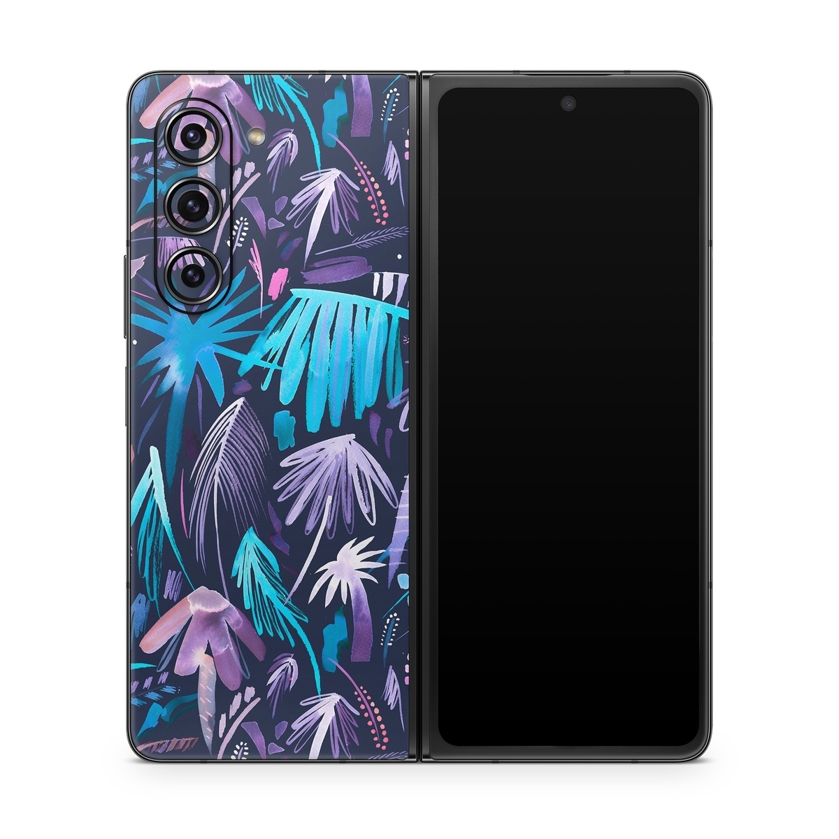 Samsung Galaxy Z Fold5 Skin design of Purple, Blue, Graffiti, Pattern, Psychedelic art, Art, Violet, Lilac, Design, Electric blue, with blue, purple, black, white, pink colors