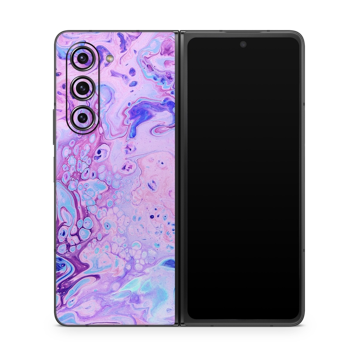 Samsung Galaxy Z Fold5 Skin design of Purple, Violet, Lilac, Art, Pattern, Modern art, Painting, Visual arts, Acrylic paint, Magenta, with pink, purple, blue colors