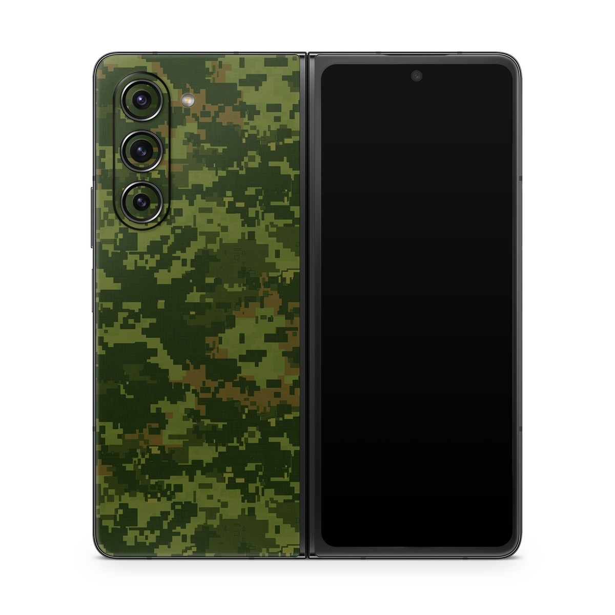 Samsung Galaxy Z Fold5 Skin design of Military camouflage, Green, Pattern, Uniform, Camouflage, Clothing, Design, Leaf, Plant, with green, brown colors