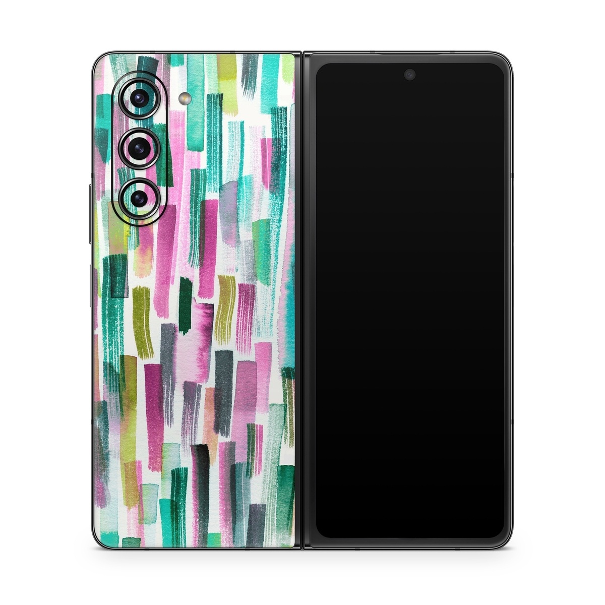 Samsung Galaxy Z Fold5 Skin design of Line, Turquoise, Pink, Pattern, Design, Magenta, Colorfulness, with white, green, blue, pink, purple, black, blue colors
