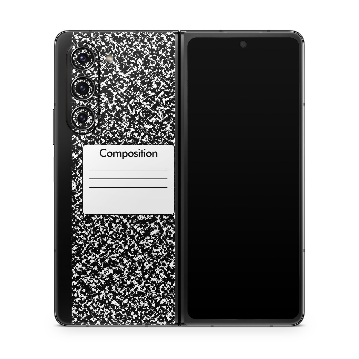 Samsung Galaxy Z Fold5 Skin design of Text, Font, Line, Pattern, Black-and-white, Illustration, with black, gray, white colors