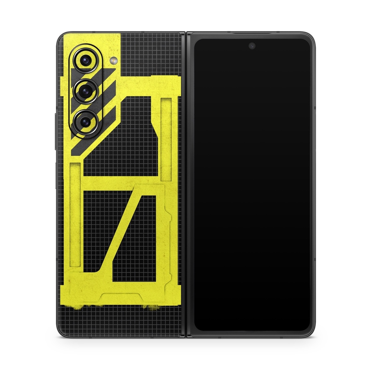 Samsung Galaxy Z Fold5 Skin design of Yellow, Green, Font, Pattern, Graphic design, with black, yellow, gray, blue, green colors