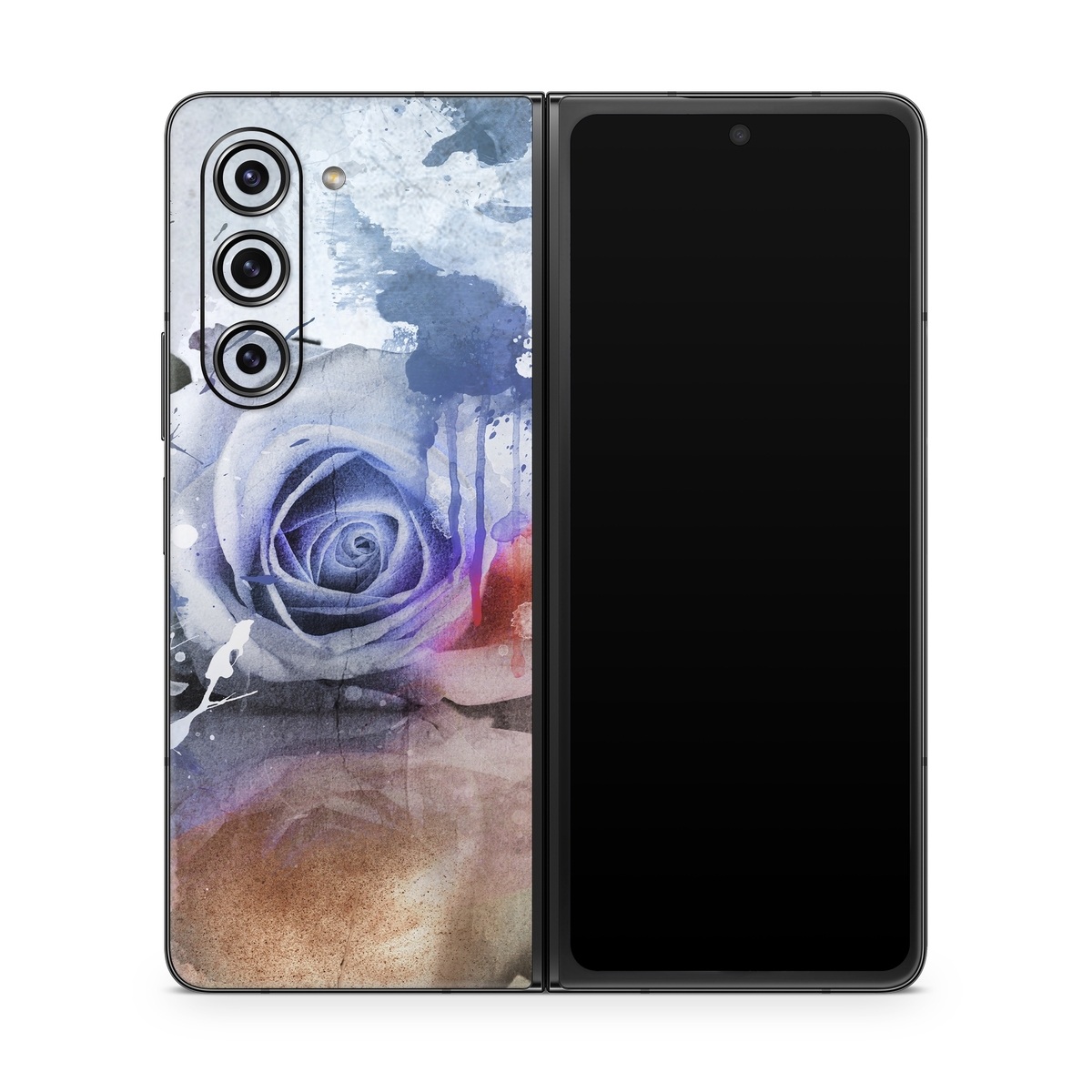 Samsung Galaxy Z Fold5 Skin design of Watercolor paint, Painting, Illustration, Graphic design, Art, Paint, Visual arts, Design, Acrylic paint, Graphics, with red, white, black, orange, pink colors