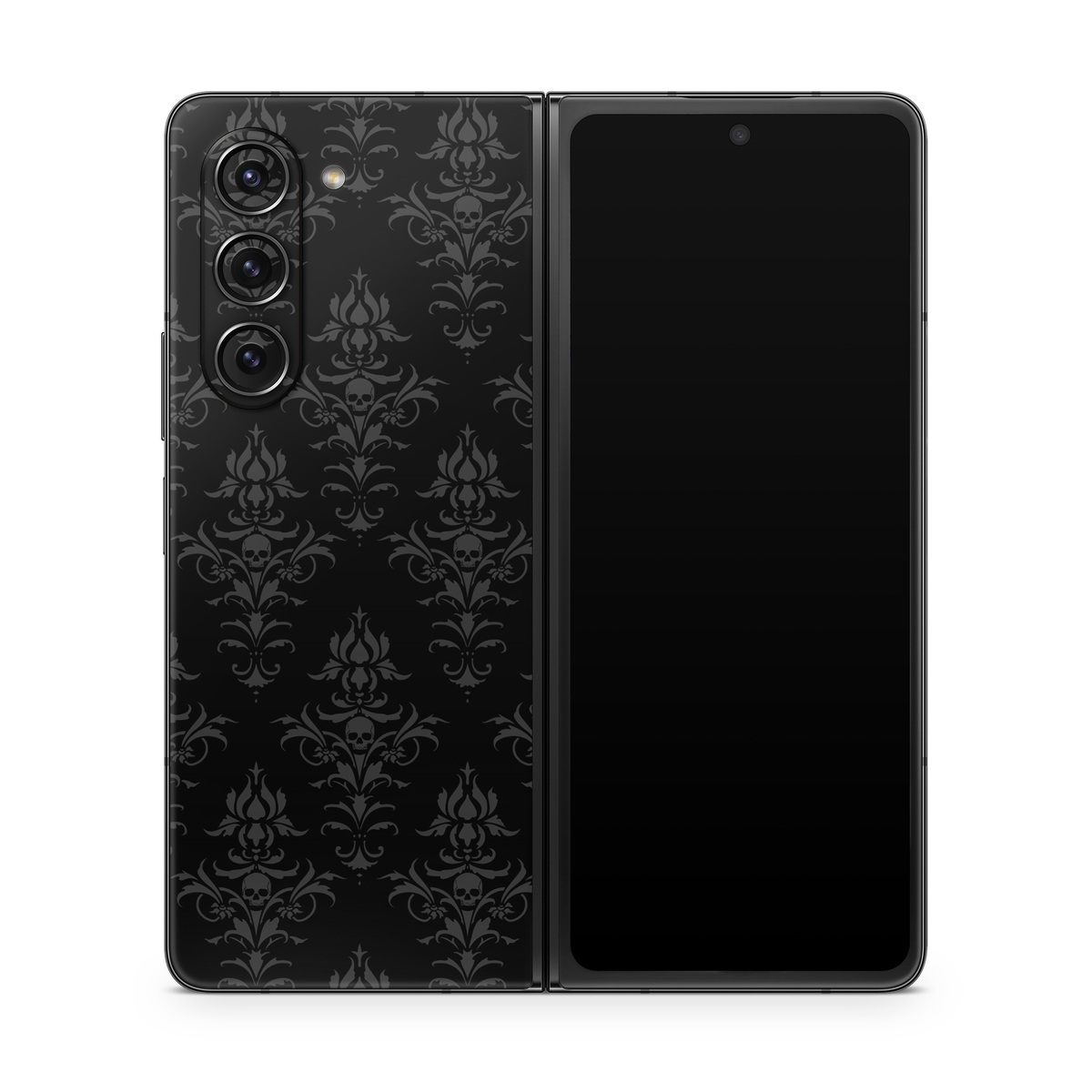 Samsung Galaxy Z Fold5 Skin design of Black, Pattern, Design, Monochrome, Black-and-white, Darkness, Monochrome photography, Symmetry, with black, gray colors