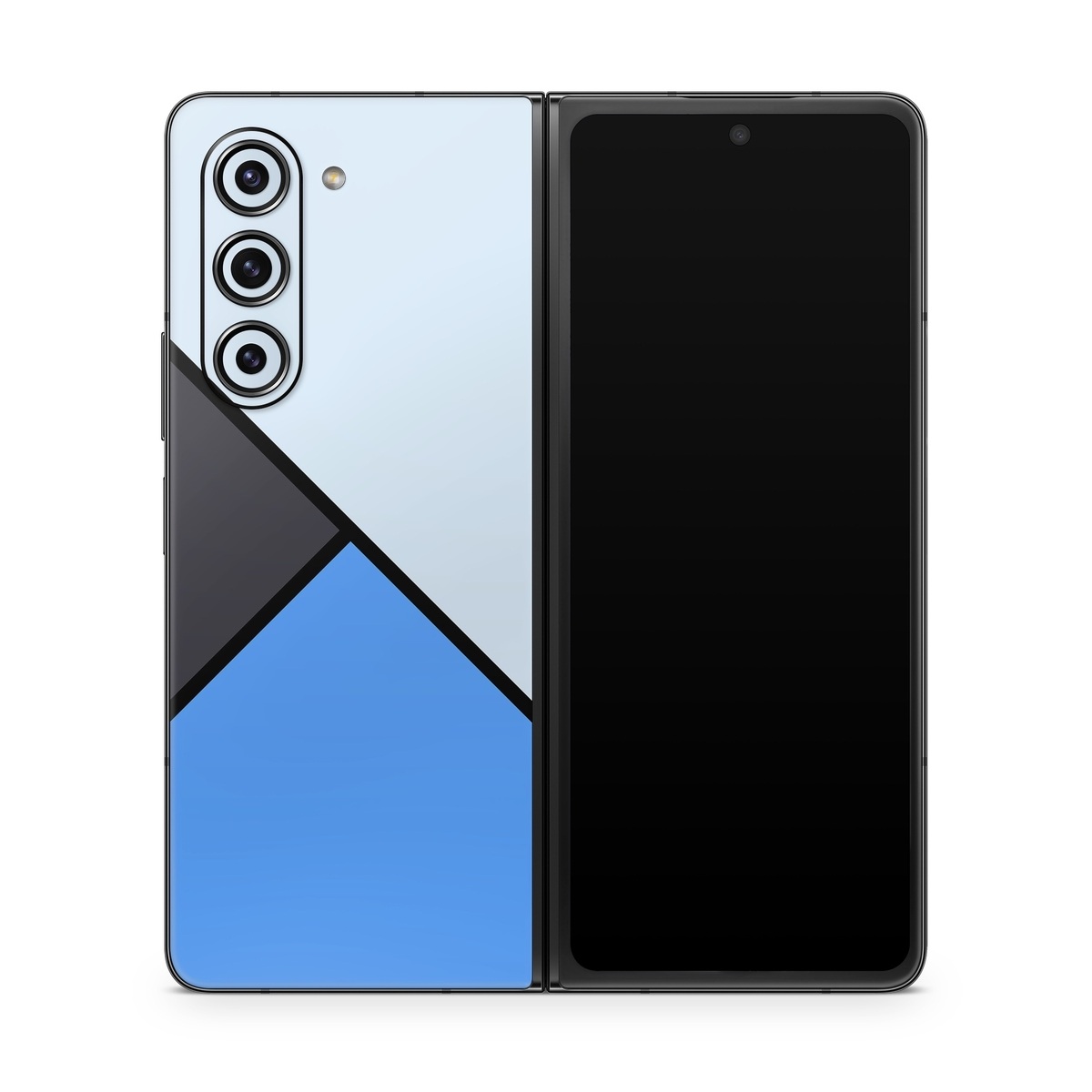 Samsung Galaxy Z Fold5 Skin design of Blue, Line, Cobalt blue, Triangle, Azure, Electric blue, Parallel, Symmetry, Font, with blue, gray, black colors