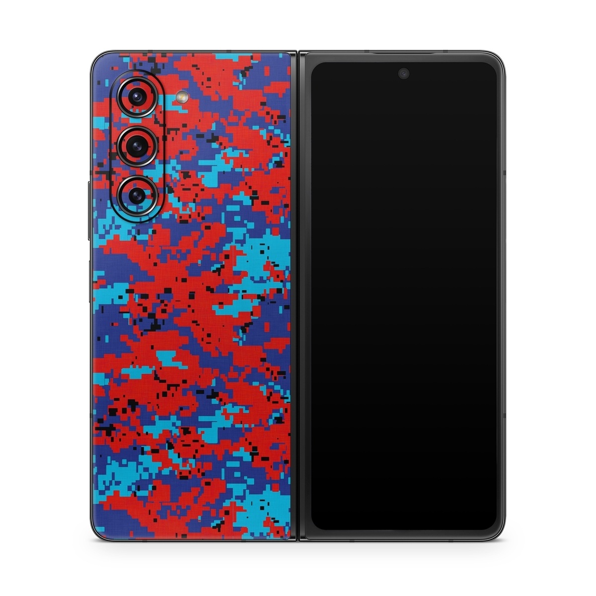 Samsung Galaxy Z Fold5 Skin design of Blue, Red, Pattern, Textile, Electric blue, with blue, red colors