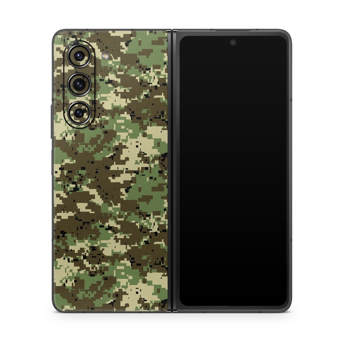 Samsung Galaxy Z Fold5 Skin design of Military camouflage, Pattern, Camouflage, Green, Uniform, Clothing, Design, Military uniform, with black, gray, green colors