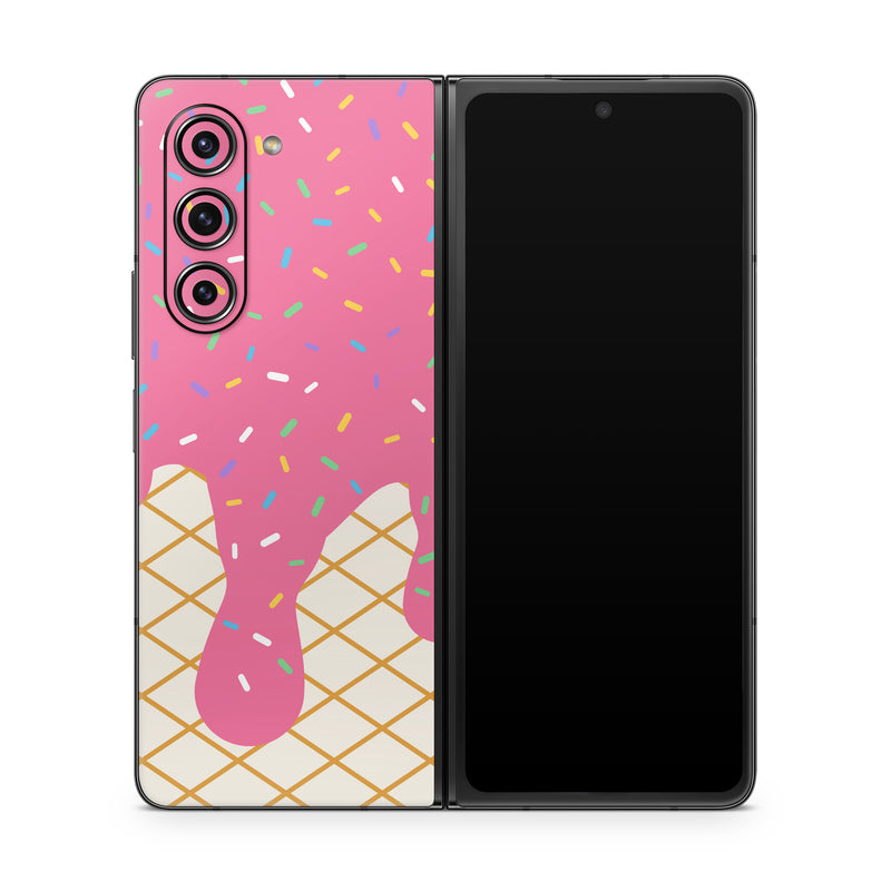 Samsung Galaxy Z Fold5 Skin design of Graphics, Child art, Wrapping Paper, Pattern, with white, brown, yellow, black, green, pink, orange, blue colors