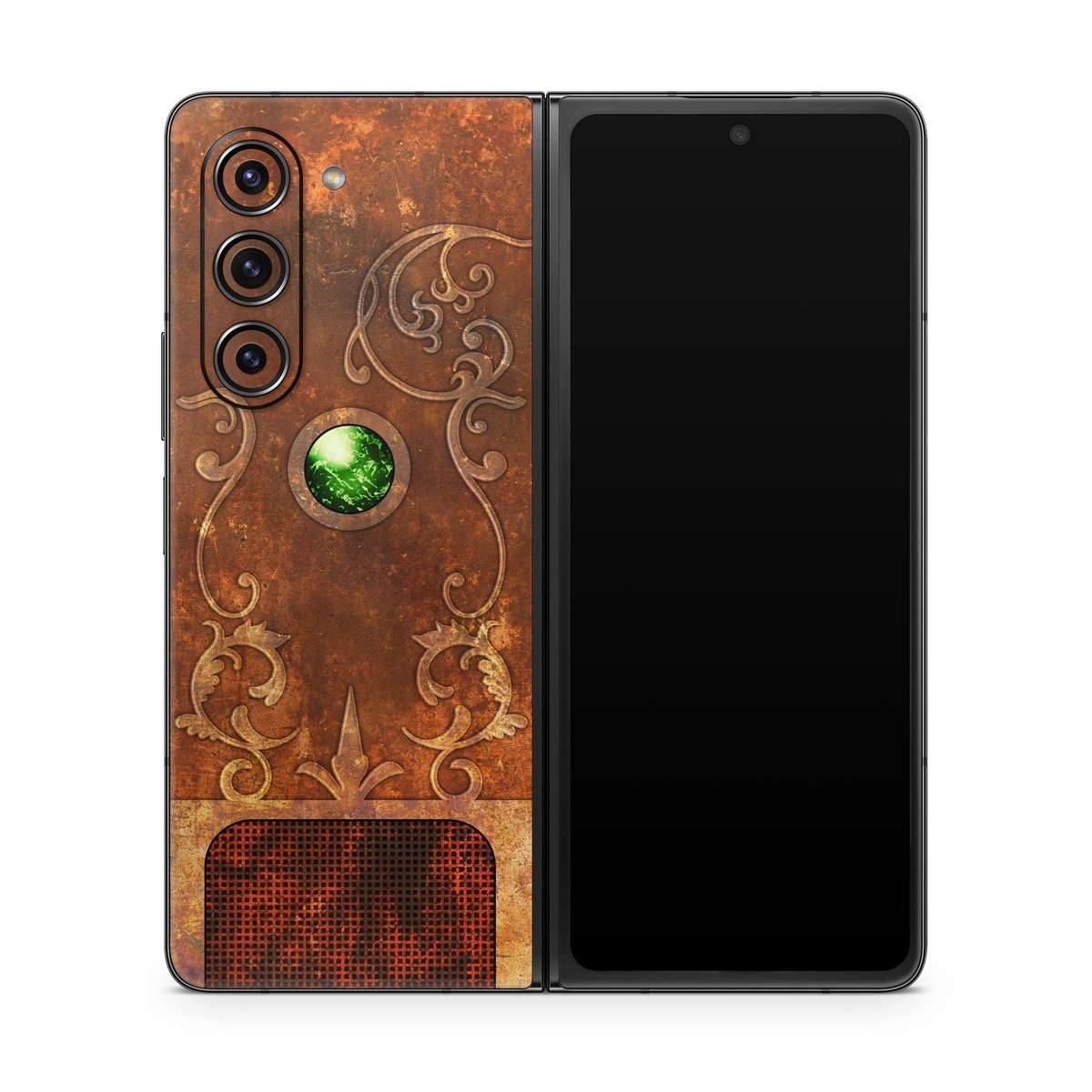 Samsung Galaxy Z Fold5 Skin design, with brown, red, yellow, green, orange colors