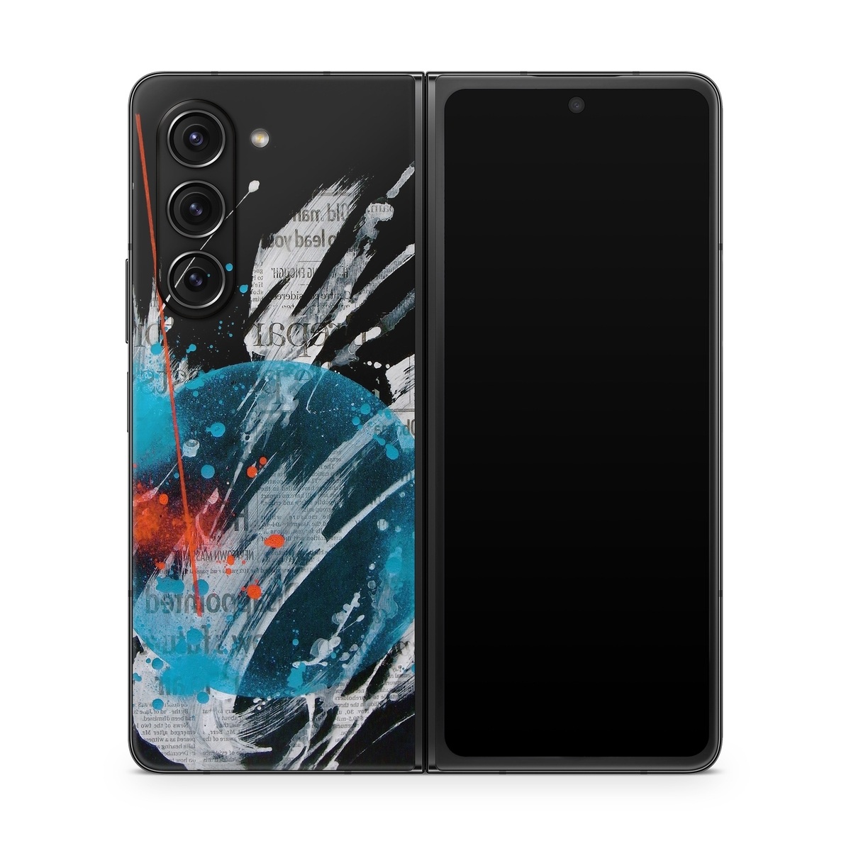 Samsung Galaxy Z Fold5 Skin design of Graphic design, Illustration, Graphics, Design, Art, Space, World, with black, gray, blue, red colors