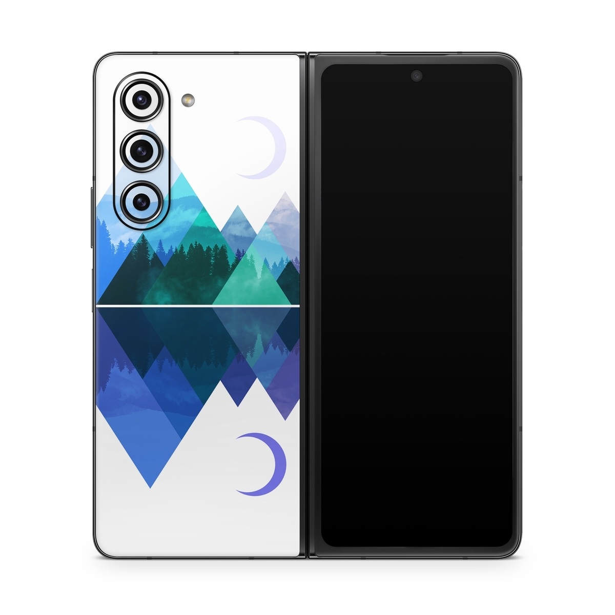 Samsung Galaxy Z Fold5 Skin design of Blue, Cobalt blue, Azure, Pattern, Logo, Design, Electric blue, Graphics, Illustration, Triangle, with white, blue, purple, green colors