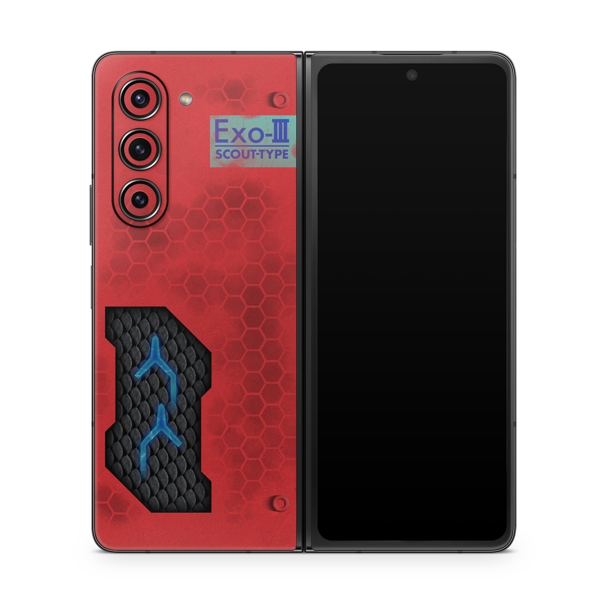 Samsung Galaxy Z Fold5 Skin design of Red, Symbol, Graphics, with black, gray, red, blue colors