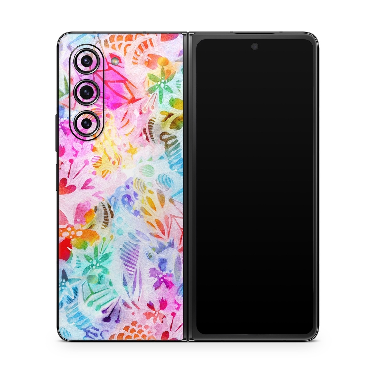 Samsung Galaxy Z Fold5 Skin design of Pattern, Design, Textile, Art, with gray, pink, purple, blue colors