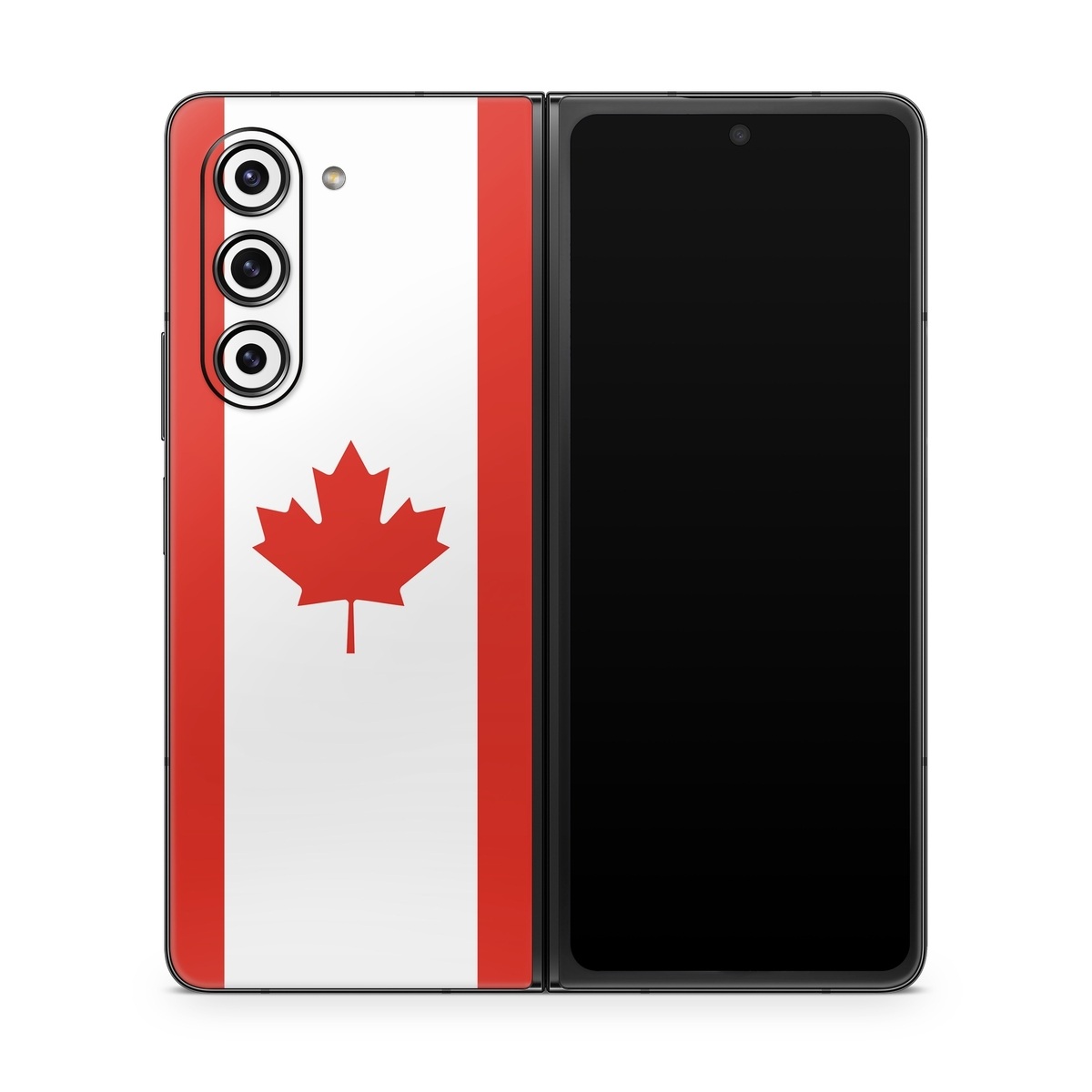 Samsung Galaxy Z Fold5 Skin design of Red, Maple leaf, Tree, Leaf, Woody plant, Flag, Plant, Plane, Red flag, Maple, with red, white colors