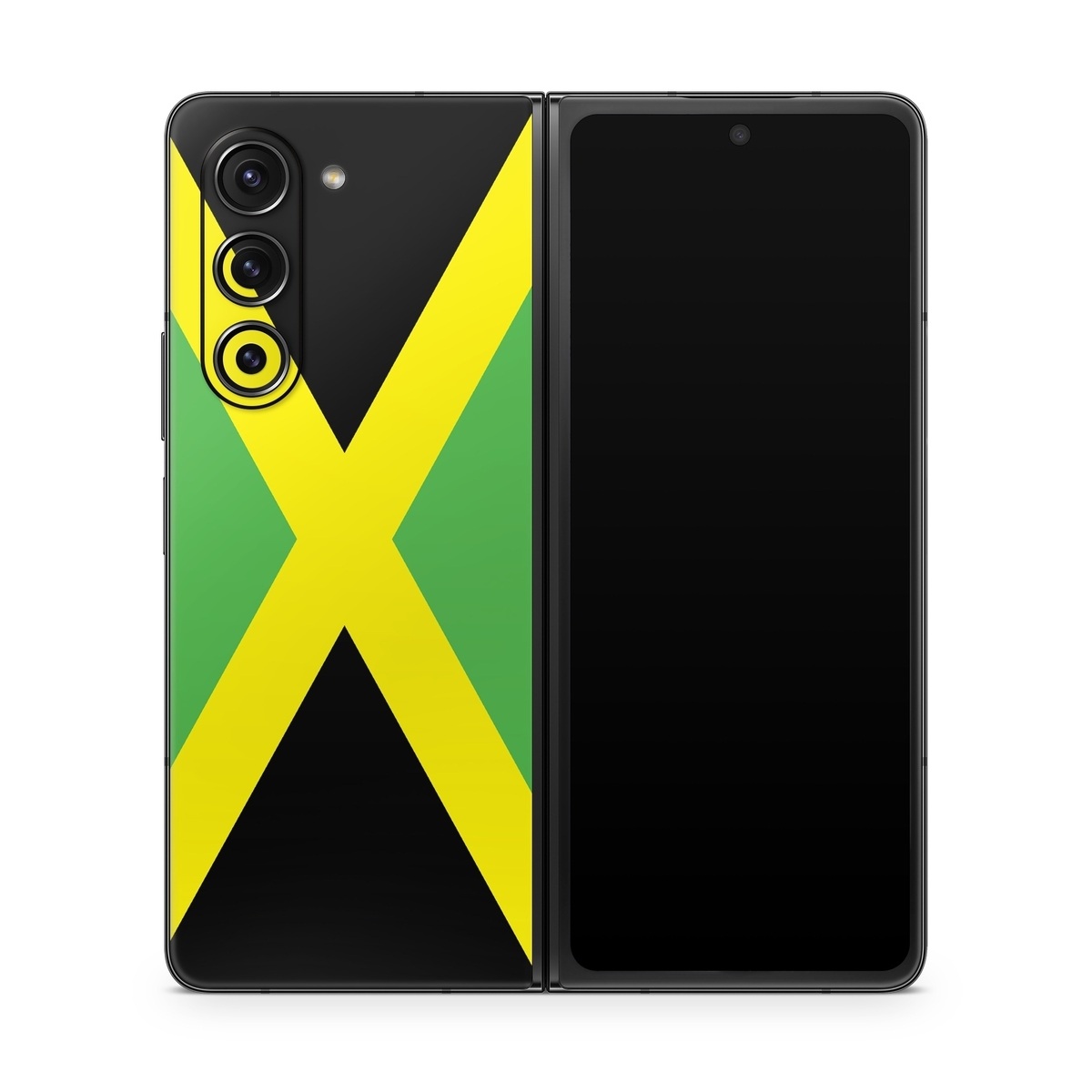 Samsung Galaxy Z Fold5 Skin design of Green, Flag, Yellow, Macro photography, Graphics, Graphic design, with black, green, yellow colors
