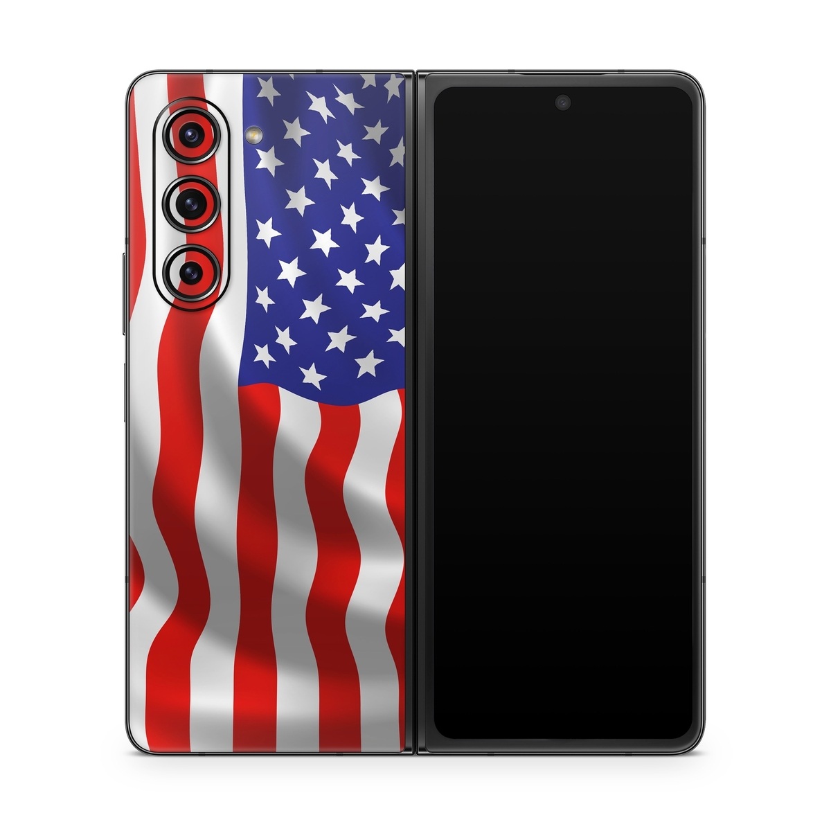 Samsung Galaxy Z Fold5 Skin design of Flag of the united states, Flag, Flag Day (USA), Veterans day, Independence day, Memorial day, Holiday, with gray, red, blue, black, white colors