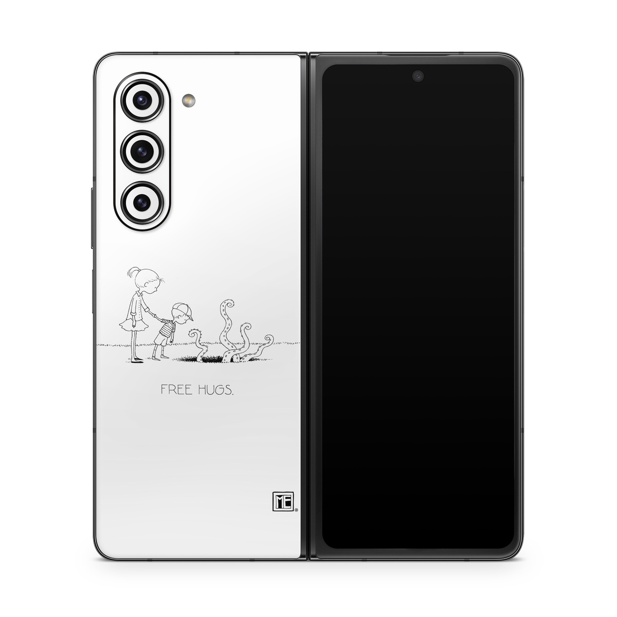 Samsung Galaxy Z Fold5 Skin design of Line art, Cartoon, Text, Drawing, Illustration, Coloring book, Black-and-white, Child, Art, with black, white colors