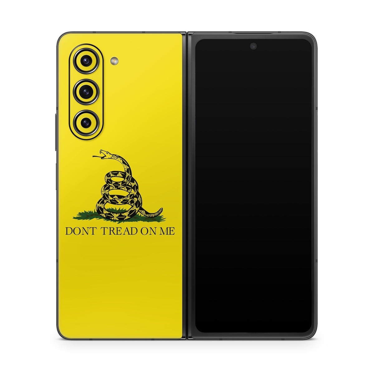 Samsung Galaxy Z Fold5 Skin design of Yellow, Font, Logo, Graphics, Illustration, with orange, black, green colors
