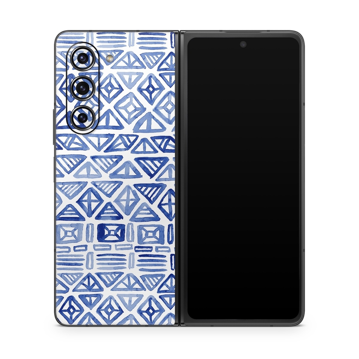 Samsung Galaxy Z Fold5 Skin design of Pattern, Line, Design, Symmetry, Visual arts, Parallel, with white, blue colors