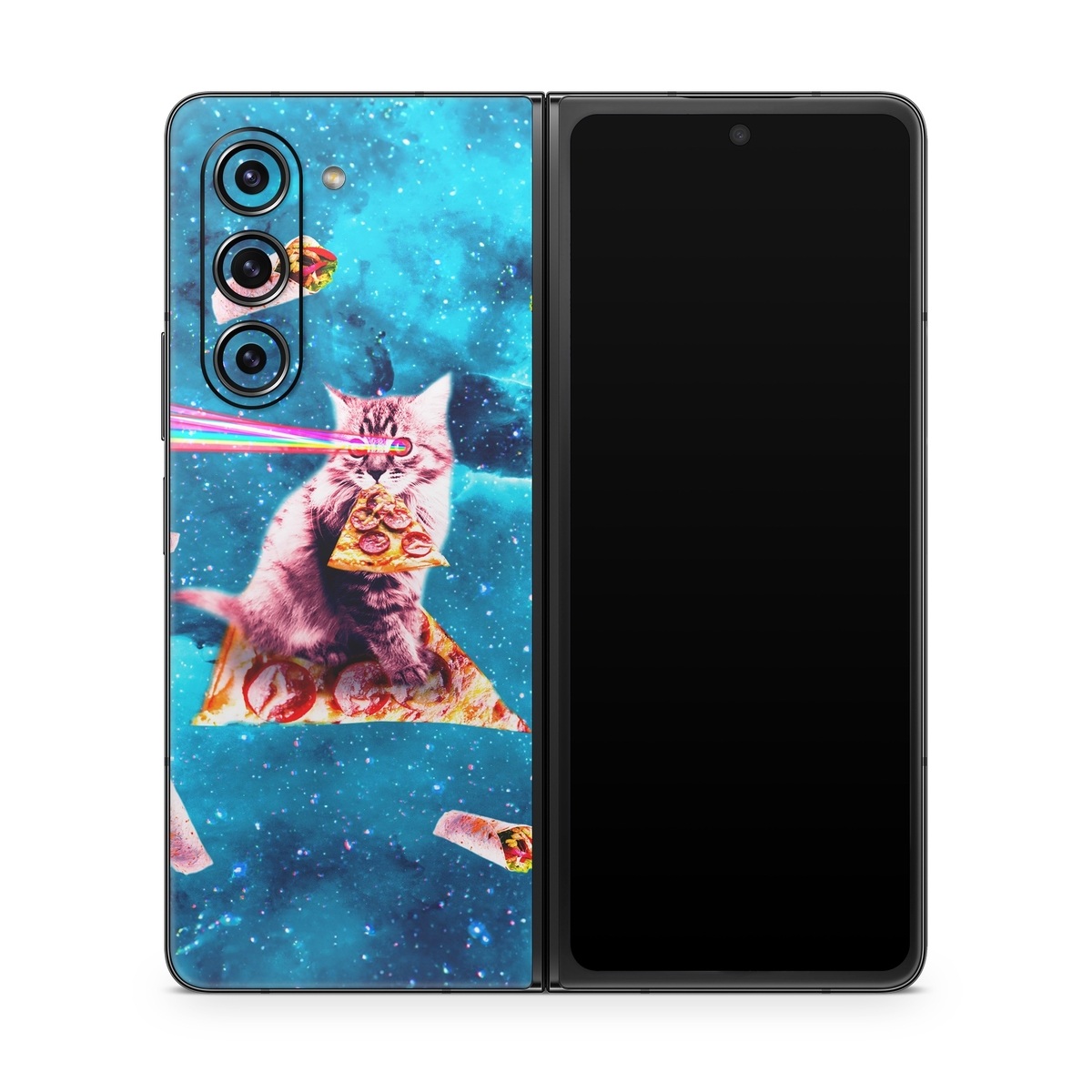 Samsung Galaxy Z Fold5 Skin design of Illustration, Organism, Graphic design, Art, Space, Fictional character, Extreme sport, Graphics, with blue, white, gray, yellow, red, orange colors