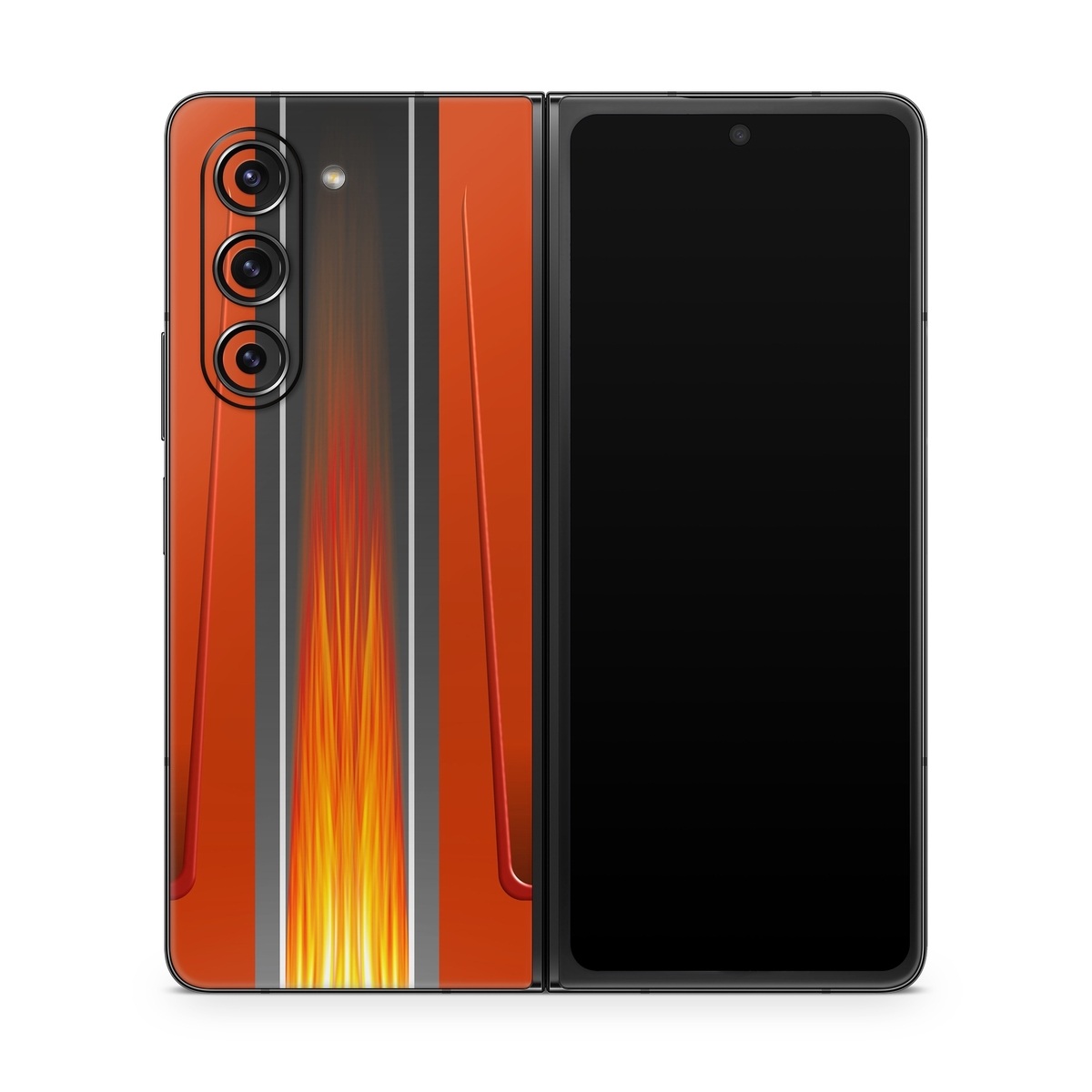 Samsung Galaxy Z Fold5 Skin design of Orange, Red, Line, Material property, Rectangle, Automotive lighting, with red, black, orange, gray colors