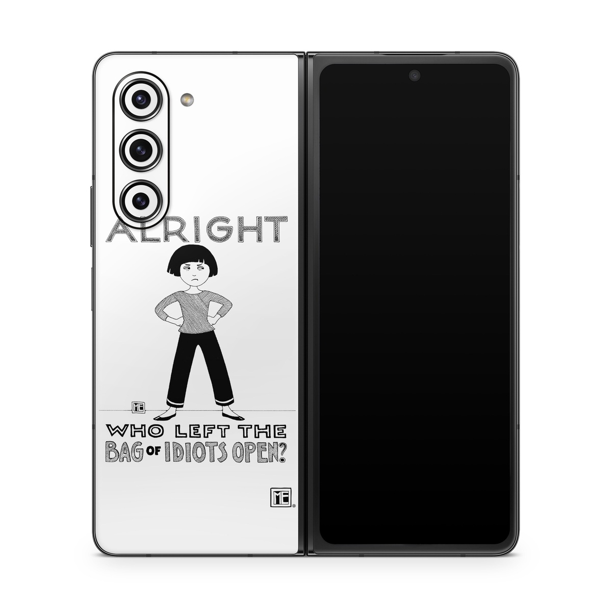 Samsung Galaxy Z Fold5 Skin design of Font, Poster, Illustration, with black, white colors