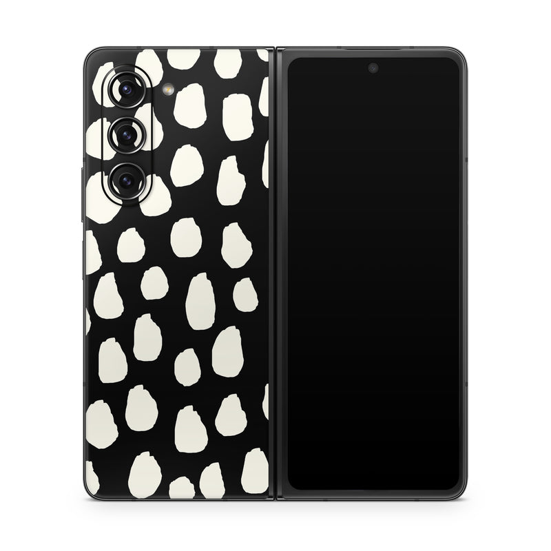 Samsung Galaxy Z Fold5 Skin design of White, Black and white, Monochrome, Pattern, Polka dot, with black, white colors