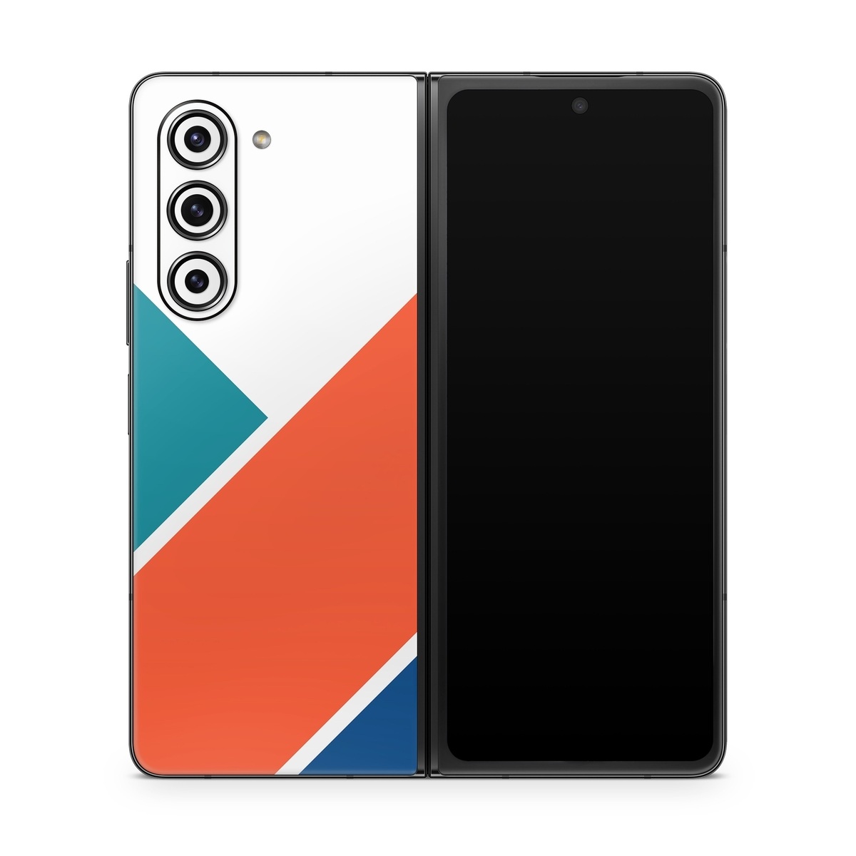 Samsung Galaxy Z Fold5 Skin design of Blue, Orange, Line, Turquoise, Flag, Electric blue, Pattern, Parallel, with white, blue, red, orange, green colors