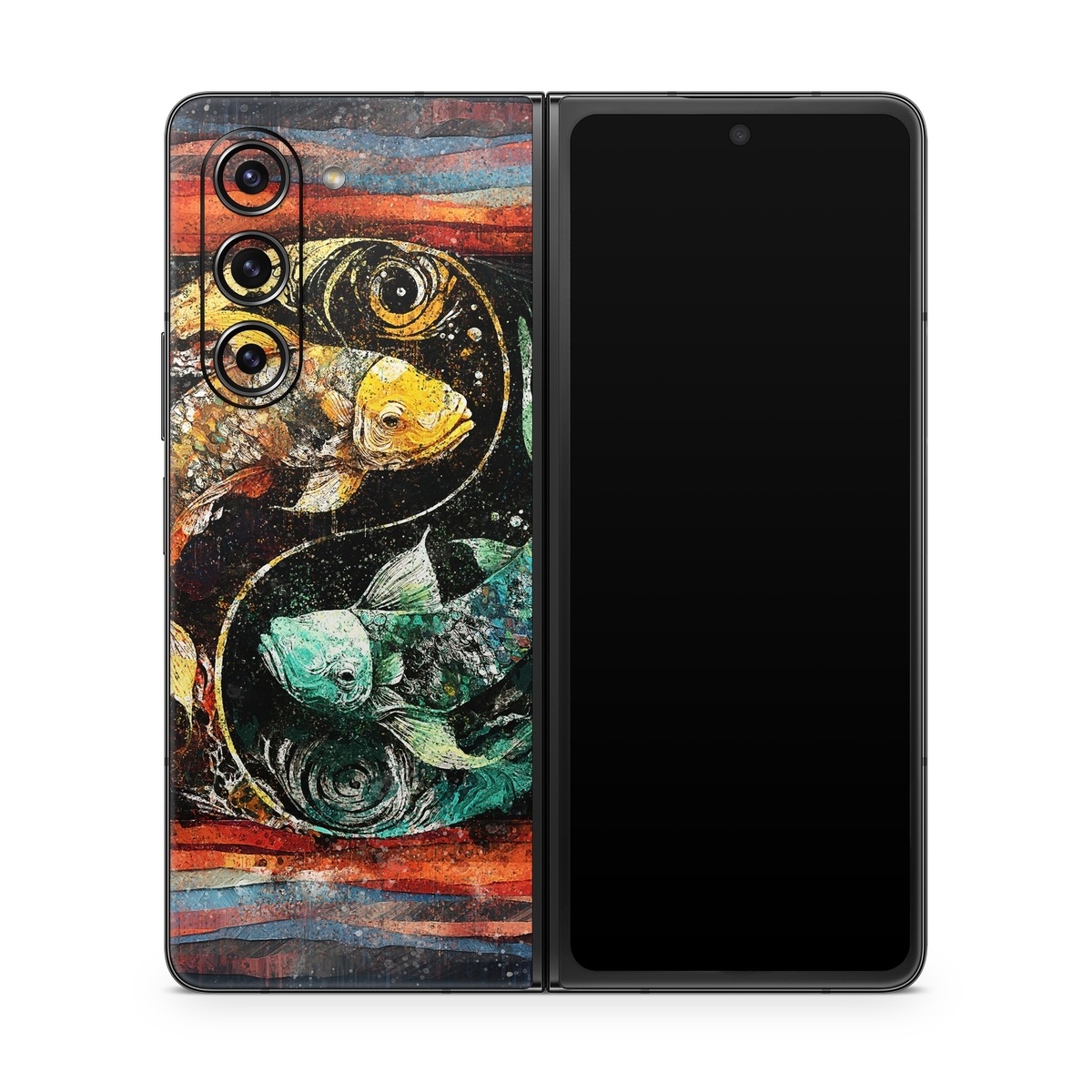Samsung Galaxy Z Fold5 Skin design of Art paint, Paint, Painting, Art, Creative arts, Pattern, Visual arts, Mural, Illustration, Graphics, with black, red, blue, yellow, green, orange, purple colors