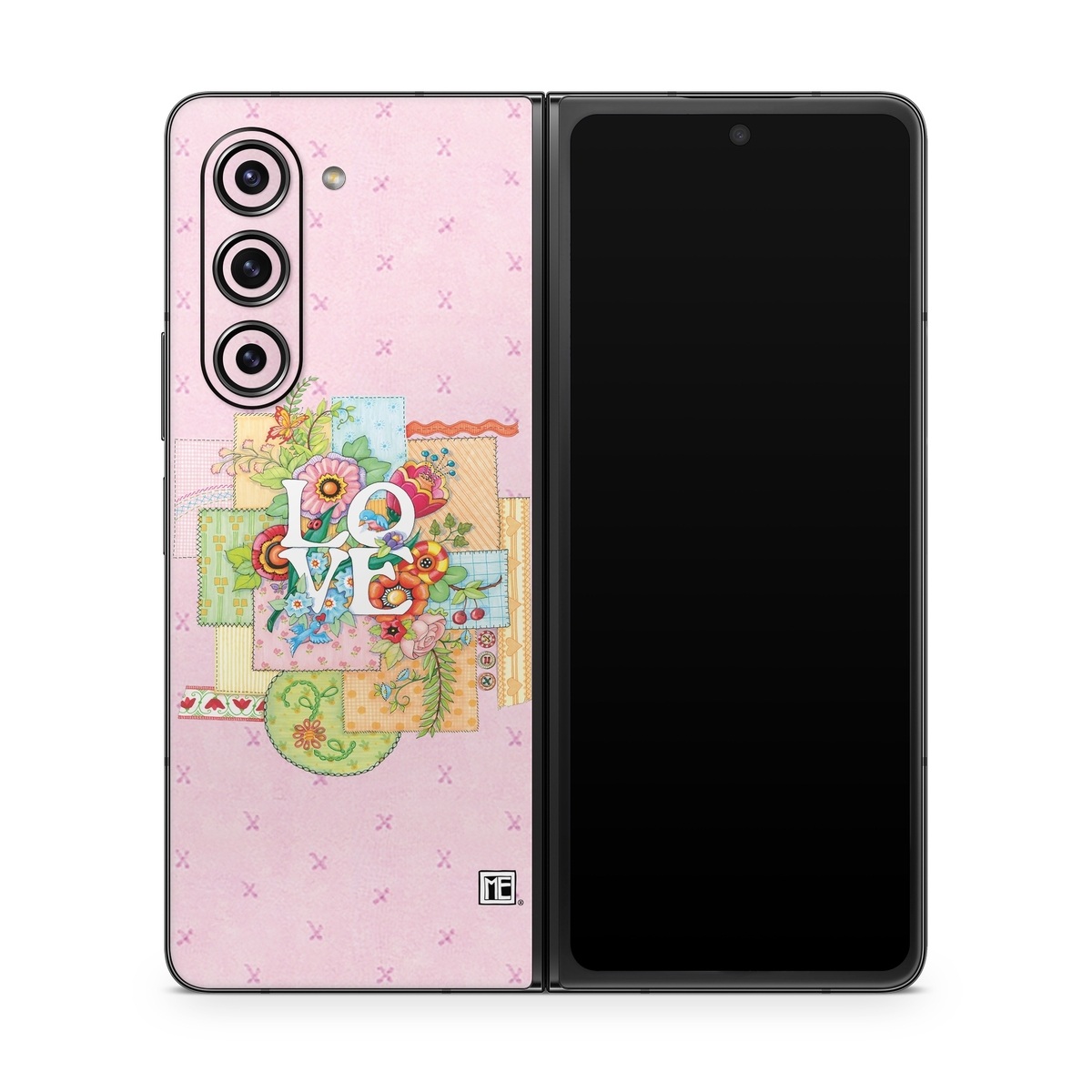 Samsung Galaxy Z Fold5 Skin design of Illustration, Graphics, Art, with pink, blue, white, orange, yellow, green, red colors