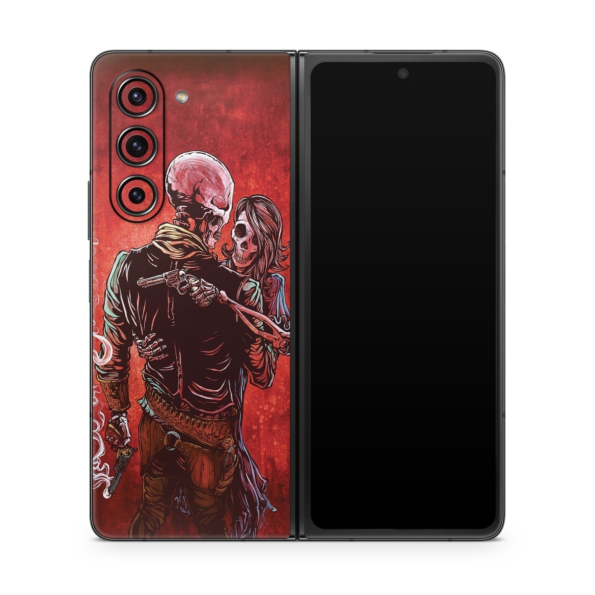 Samsung Galaxy Z Fold5 Skin design of Sleeve, Gesture, Painting, Art, Artist, Fictional character, Drawing, Paint, Illustration, Visual arts, with red, black, white, gray, brown colors