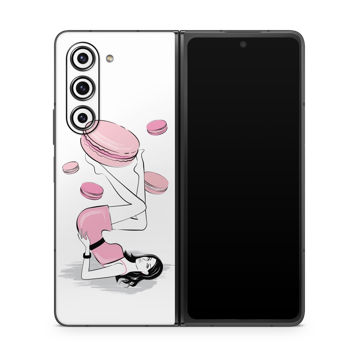 Samsung Galaxy Z Fold5 Skin design of Gesture, Pink, Cartoon, Happy, Art, Red, Font, Elbow, Magenta, Thumb, with white, black, pink, gray colors