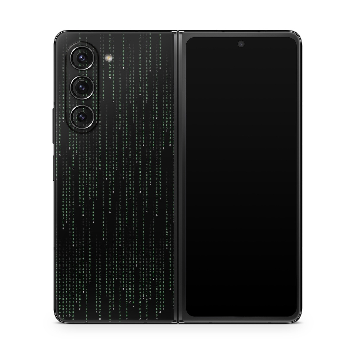 Samsung Galaxy Z Fold5 Skin design of Green, Black, Pattern, Symmetry, with black colors