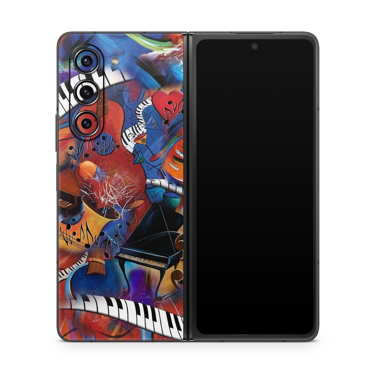 Samsung Galaxy Z Fold5 Skin design of Art, Graffiti, Mural, Modern art, Street art, Psychedelic art, Fictional character, Graphic design, Visual arts, Animated cartoon, with black, red, blue, gray, green colors