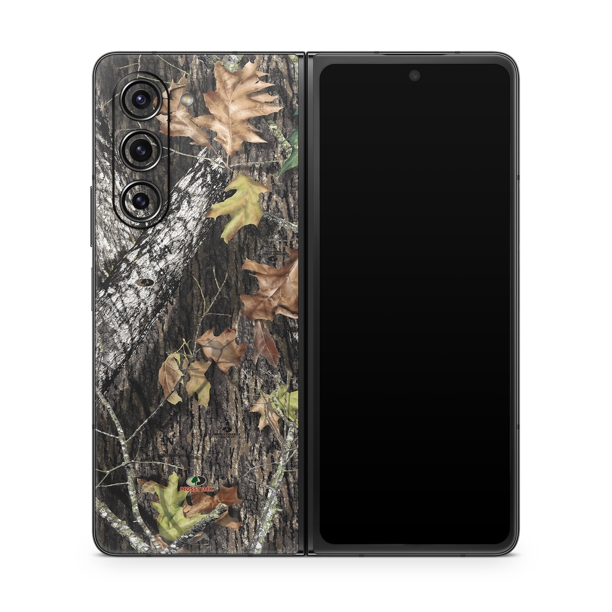 Samsung Galaxy Z Fold5 Skin design of Leaf, Tree, Plant, Adaptation, Camouflage, Branch, Wildlife, Trunk, Root, with black, gray, green, red colors