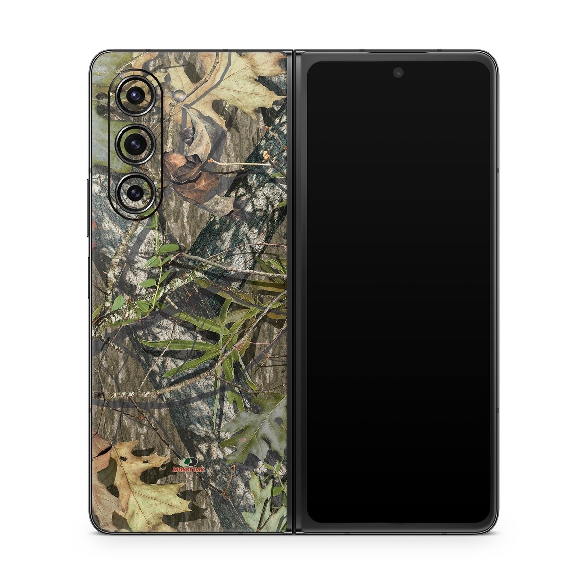 Samsung Galaxy Z Fold5 Skin design of Camouflage, Military camouflage, Tree, Plant, Leaf, Design, Adaptation, Branch, Pattern, Trunk, with black, green, gray, red colors