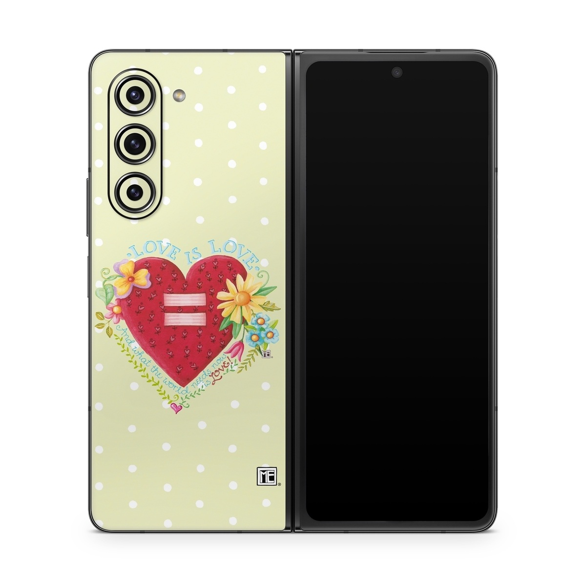 Samsung Galaxy Z Fold5 Skin design of Heart, Illustration, Pattern, Love, Valentine's day, Visual arts, Art, Graphic design, with red, blue, yellow, orange, purple, green, pink colors