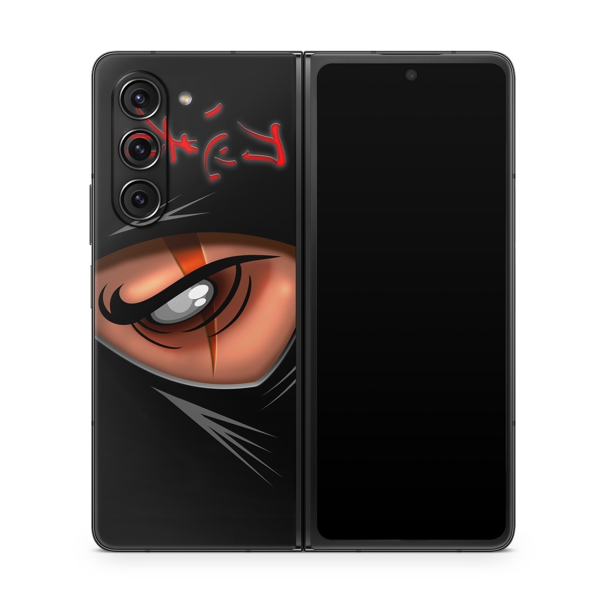 Samsung Galaxy Z Fold5 Skin design of Cartoon, Eye, Organ, Anime, Illustration, Mouth, Fictional character, Animation, Graphic design, Cg artwork, with black, red, green, pink, orange, gray colors